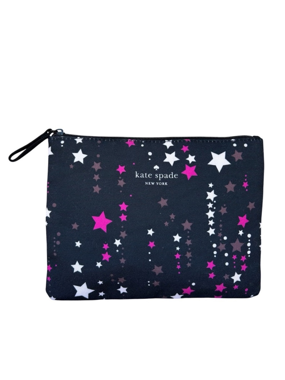 Kate Spade New York Black Pink‎ Stars Falling Pouch Cosmetic Travel organizer OS
